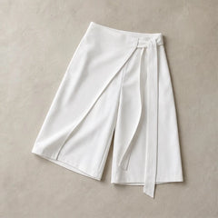 Aveline Tie-Waist Culotte Pants - White - culotte pants - Hendlys - Image 3