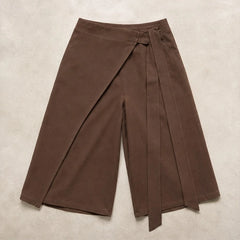 Aveline Tie-Waist Culotte Pants - Chocolate Brown - culotte pants - Hendlys - Image 3