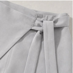 Aveline Tie-Waist Culotte Pants - Light Gray - wide leg - Hendlys - Image 4