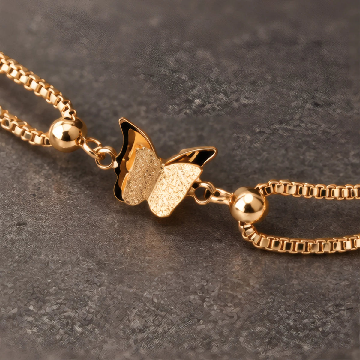 Avenelle Butterfly Double Box Chain Anklet - Gold - jewelry - Hendlys - Image 4