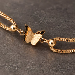 Avenelle Butterfly Double Box Chain Anklet - Gold - jewelry - Hendlys - Image 4
