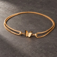 Avenelle Butterfly Double Box Chain Anklet - Gold - accessories - Hendlys - Image 3