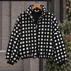Avenza Women's Check Sherpa Fleece Jacket - Black Check - Women's Fleece Jacket - Hendlys - Image 3