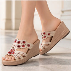 Avessa Rhinestone Wedge Sandals - Ruby - women's sandals - Hendlys - Image 2