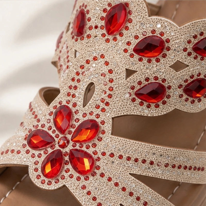 Avessa Rhinestone Wedge Sandals - Ruby - rhinestone sandals - Hendlys - Image 4