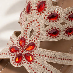 Avessa Rhinestone Wedge Sandals - Ruby - rhinestone sandals - Hendlys - Image 4