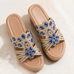 Avessa Rhinestone Wedge Sandals - Sapphire - wedge sandals - Hendlys - Image 3