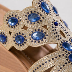 Avessa Rhinestone Wedge Sandals - Sapphire - rhinestone sandals - Hendlys - Image 4