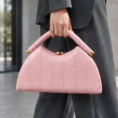 Avielle Structured Leather Top Handle Handbag - Pink - Bags & Accessories > Handbags > Top Handle Handbags - Hendlys - Image 1