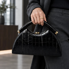Avielle Structured Leather Top Handle Handbag - Black - Bags & Accessories > Handbags > Top Handle Handbags - Hendlys - Image 1
