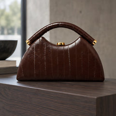 Avielle Structured Leather Top Handle Handbag - Brown - Bags & Accessories > Handbags > Top Handle Handbags - Hendlys - Image 2