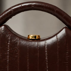 Avielle Structured Leather Top Handle Handbag - Brown - bags & accessories - Hendlys - Image 3