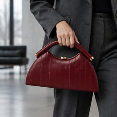 Avielle Structured Leather Top Handle Handbag - Red - Bags & Accessories > Handbags > Top Handle Handbags - Hendlys - Image 1