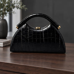 Avielle Structured Leather Top Handle Handbag - Black - Bags & Accessories > Handbags > Top Handle Handbags - Hendlys - Image 2