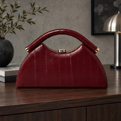 Avielle Structured Leather Top Handle Handbag - Red - bags & accessories - Hendlys - Image 3