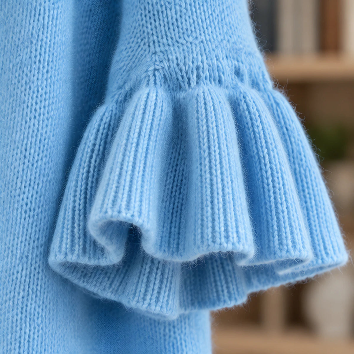 Avielle Women's Ruffle-Cuff Three-Quarter Sleeve Cardigan - Blue - relisted - Hendlys - Image 4