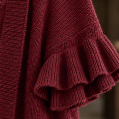 Avielle Women's Ruffle-Cuff Three-Quarter Sleeve Cardigan - Red - relisted - Hendlys - Image 4