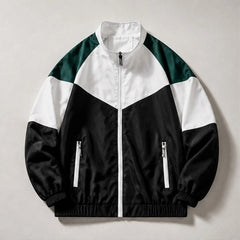 Axton Colorblock Windbreaker Jacket - Black & White Collar - Clothing > Outerwear > Windbreaker Jackets - Hendlys - Image 1