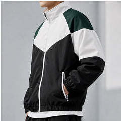Axton Colorblock Windbreaker Jacket - Black & White Collar - windbreaker jacket - Hendlys - Image 3