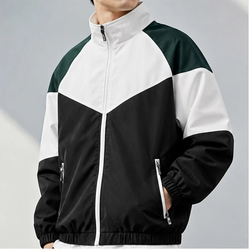 Axton Colorblock Windbreaker Jacket - Black & White Collar - Clothing > Outerwear > Windbreaker Jackets - Hendlys - Image 2