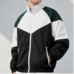 Axton Colorblock Windbreaker Jacket - Black & White Collar - Clothing > Outerwear > Windbreaker Jackets - Hendlys - Image 2