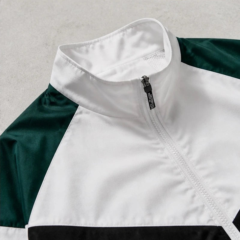 Axton Colorblock Windbreaker Jacket - Black & White Collar - outerwear - Hendlys - Image 4
