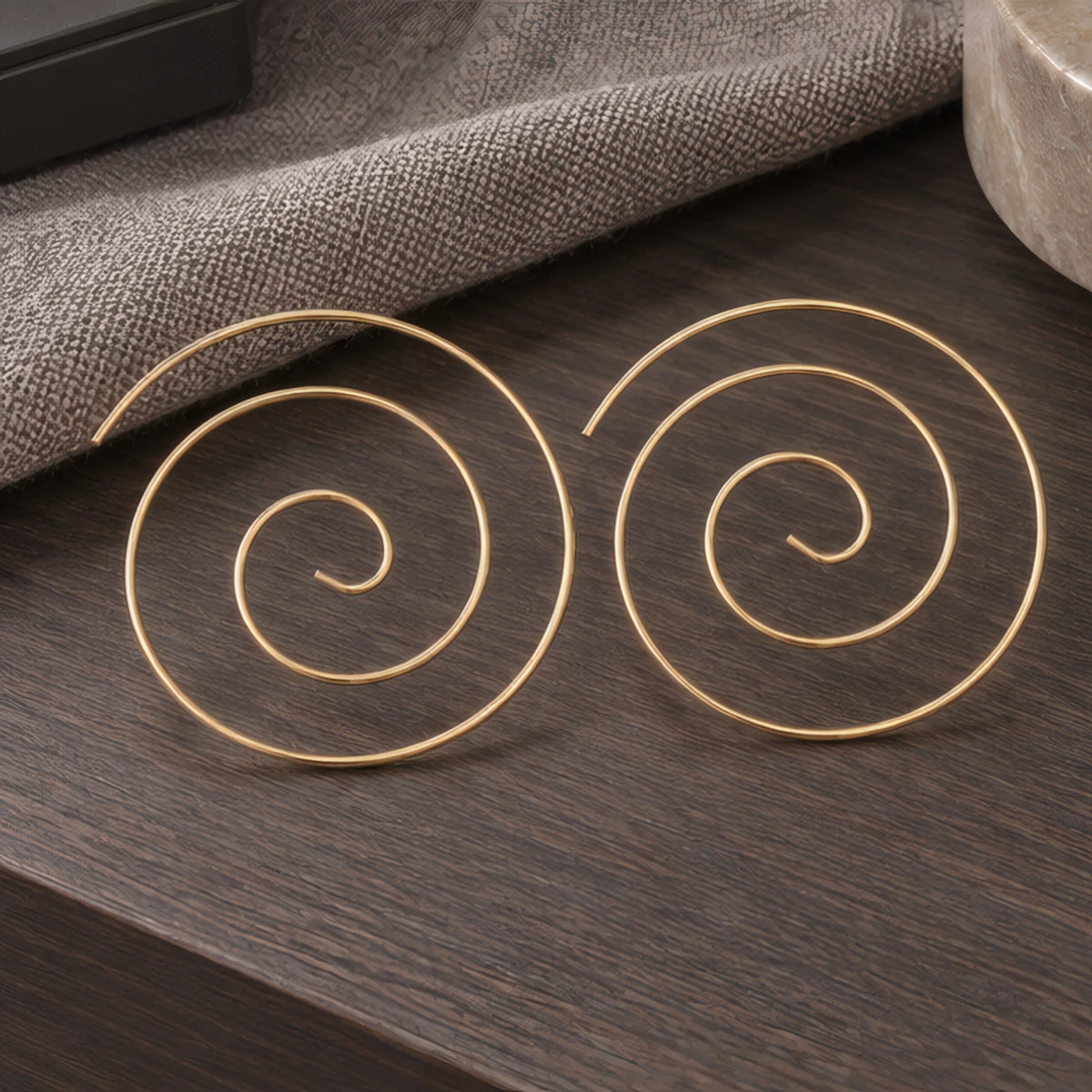 Azura Sculptural Spiral Hoop Earrings - Gold - Jewelry > Earrings > Hoop Earrings - Hendlys - Image 2