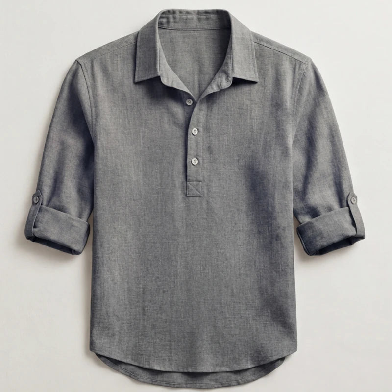Porto Henley Shirt - Gray - men's shirt - Hendlys - Image 2
