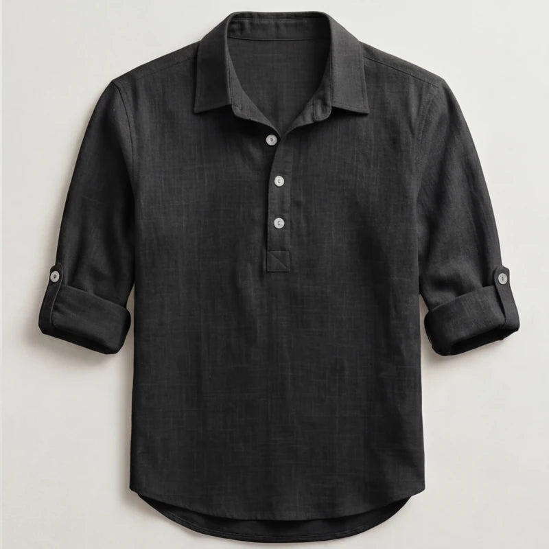 Porto Henley Shirt - Black - henley shirt - Hendlys - Image 3