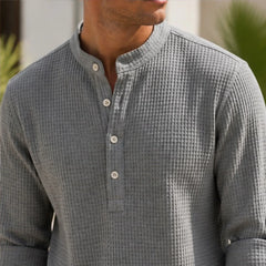 Bardon Waffle Henley Shirt - Heather Gray - men's shirt - Hendlys - Image 2