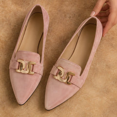 Beatrice Women's Low-Heel Suede Loafers - Pink - womens_footwear - Hendlys - Image 2