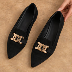 Beatrice Women's Low-Heel Suede Loafers - Black - womens_footwear - Hendlys - Image 2