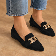 Beatrice Women's Low-Heel Suede Loafers - Black - Women's Footwear > Loafers > Suede Loafers - Hendlys - Image 1
