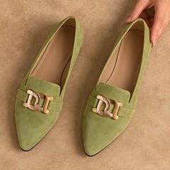 Beatrice Women's Low-Heel Suede Loafers - Matcha Green - womens_footwear - Hendlys - Image 2