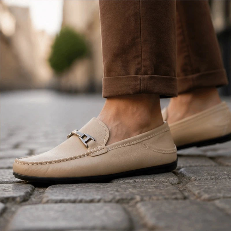 Belcourt Leather Loafers - Khaki - genuine leather - Hendlys - Image 4