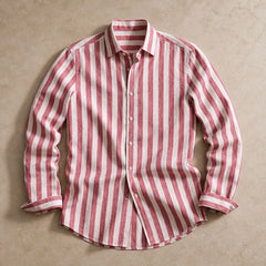 Bennett Striped Linen Shirt - Red - men's shirt - Hendlys - Image 2