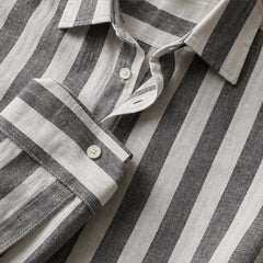 Bennett Striped Linen Shirt - Gray - linen shirt - Hendlys - Image 3