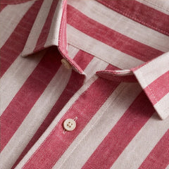 Bennett Striped Linen Shirt - Red - linen shirt - Hendlys - Image 3