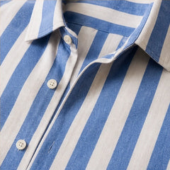 Bennett Striped Linen Shirt - Blue - linen shirt - Hendlys - Image 3