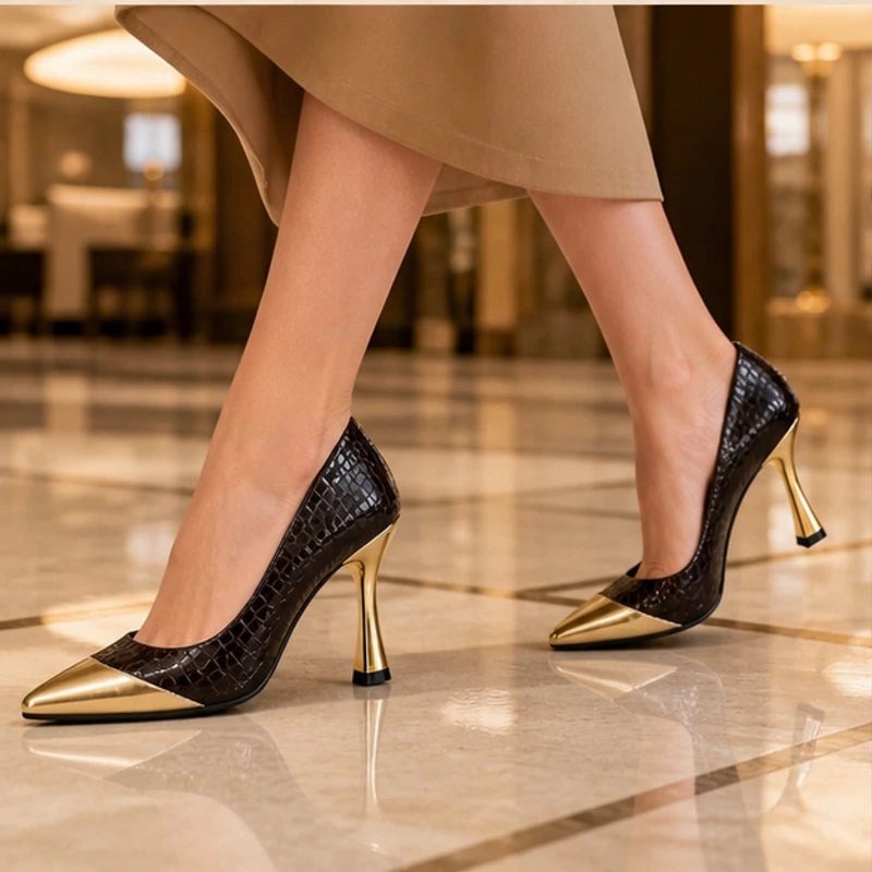 Bianca Pointed-Toe Pumps - Umber - footwear - Hendlys - Image 4