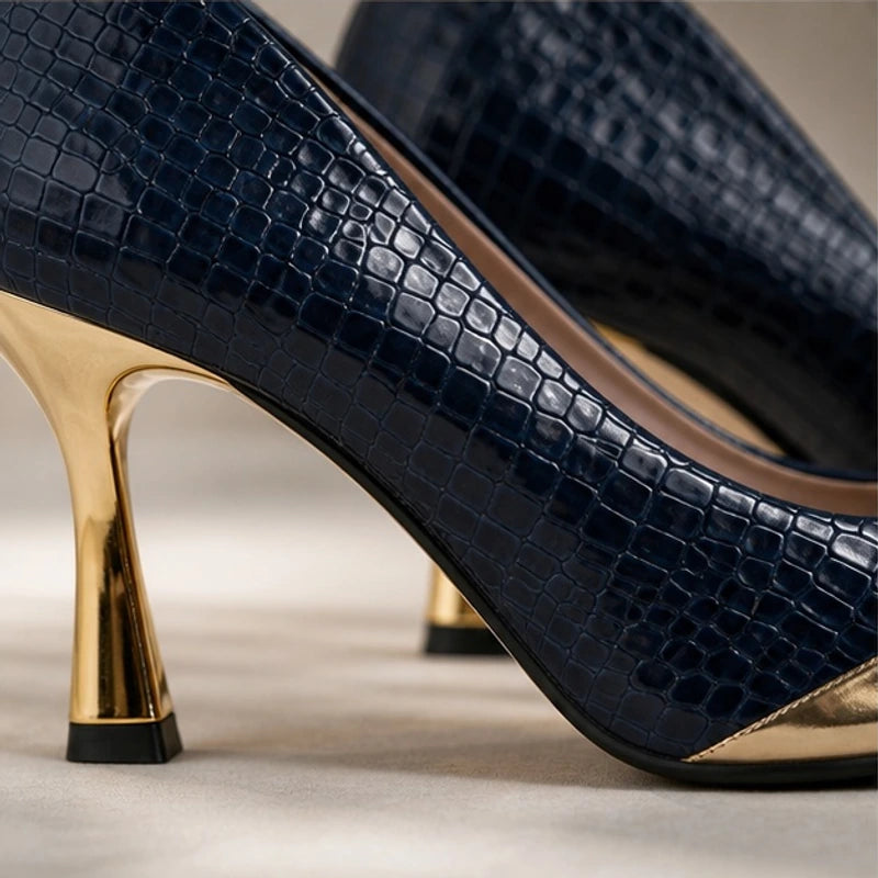 Bianca Pointed-Toe Pumps - Marine - Shoes - Hendlys - Image 2