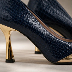 Bianca Pointed-Toe Pumps - Marine - Shoes - Hendlys - Image 2