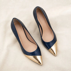 Bianca Pointed-Toe Pumps - Marine - footwear - Hendlys - Image 4