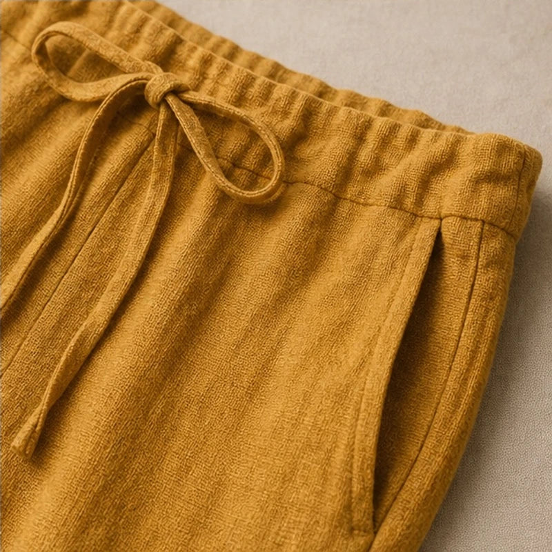 Binatchi Linen Trousers - Gold - breathable linen - Hendlys - Image 5