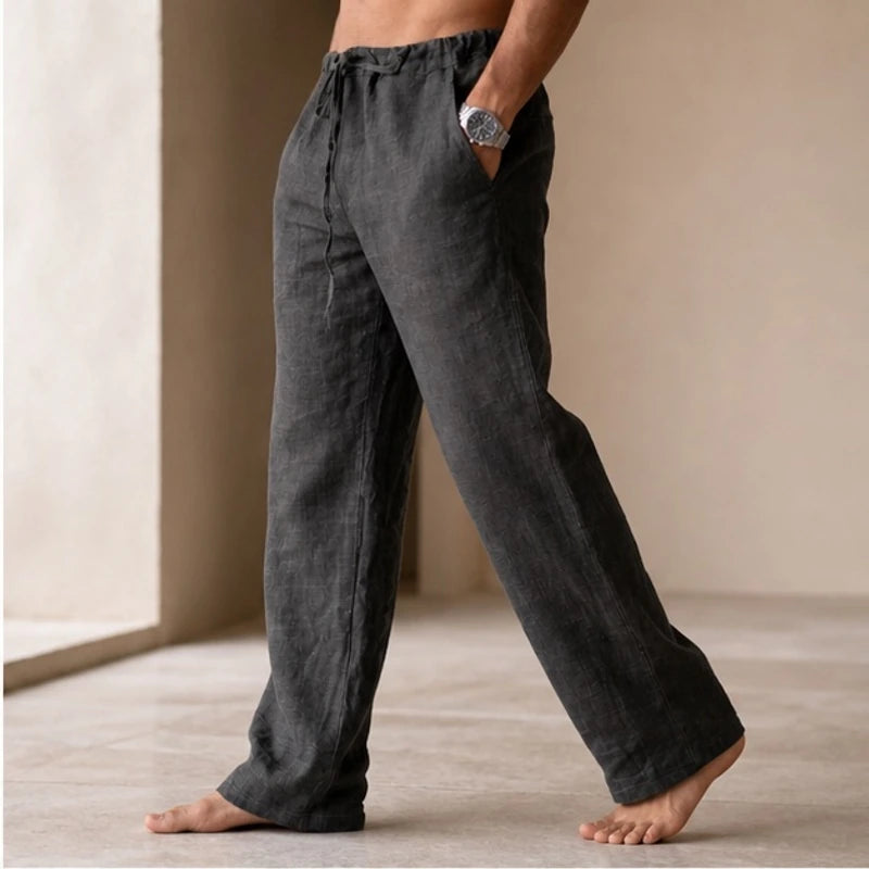 Binatchi Linen Trousers - Dark Gray - Pants - Hendlys - Image 1