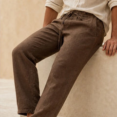 Binatchi Linen Trousers - Brown - linen pants - Hendlys - Image 3