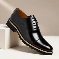 Blaine Cushioned Leather Dress Shoes - Black - genuine leather - Hendlys - Image 4