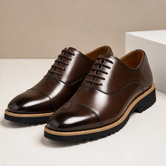 Blaine Cushioned Leather Dress Shoes - Brown - genuine leather - Hendlys - Image 4