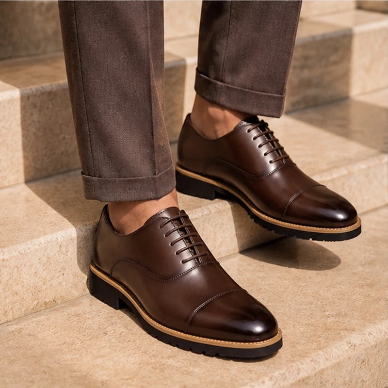 Blaine Cushioned Leather Dress Shoes - Brown - leather dress shoes - Hendlys - Image 3