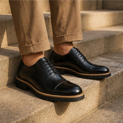 Blaine Cushioned Leather Dress Shoes - Black - men's dress shoes - Hendlys - Image 2